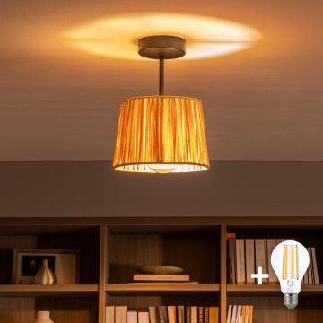 Brilagi - LED felületre szerelhető csillár CERIA BOHO 1xE27/60W/230V átmérő 20 cm fekete/rafia