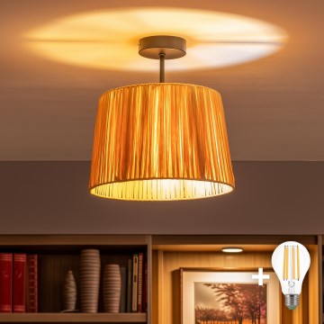 Brilagi - LED felületre szerelhető csillár CERIA BOHO 1xE27/60W/230V Ø 30 cm fekete/rafia
