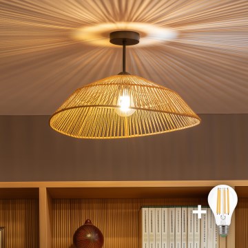 Brilagi - LED felületre szerelhető csillár CERIA BOHO 1xE27/60W/230V Ø 50 cm fekete/barna