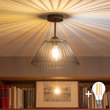 Brilagi - LED felületre szerelhető csillár CERIA WIRE, 1×E27, max. 60 W, 230 V, Ø 30 cm, fekete