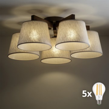 BRILAGI - LED felületre szerelhető csillár LATTE 5xE27/15W/230V fenyő/krémszínű