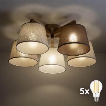 BRILAGI - LED felületre szerelhető csillár LATTE SABIA 5xE27/15W/230V fenyő/mix