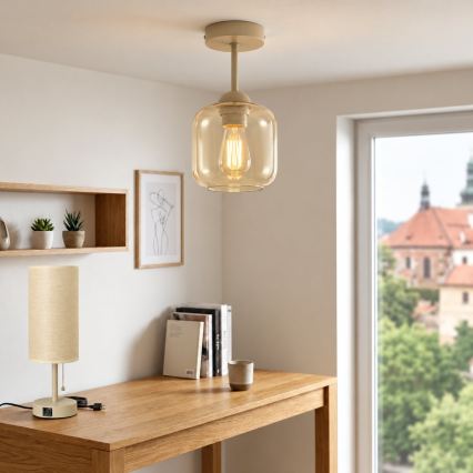 BRILAGI - LED felületre szerelt csillár RETRO GLASS 1xE27/60W/230V Ø 14 cm bézs/füstös bézs