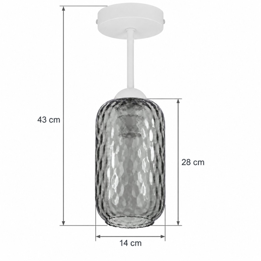 BRILAGI - LED felületre szerelhető csillár RETRO GLASS 1xE27/60W/230V Ø 14 cm fehér/füstszürke