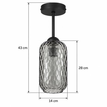 BRILAGI - LED Felületre szerelt csillár RETRO GLASS 1xE27/60W/230V átm. 14 cm fekete/füstszürke