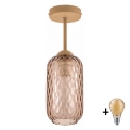 BRILAGI - LED felületre szerelhető csillár RETRO GLASS 1xE27/60W/230V átm. 14 cm bézs/füstös barna