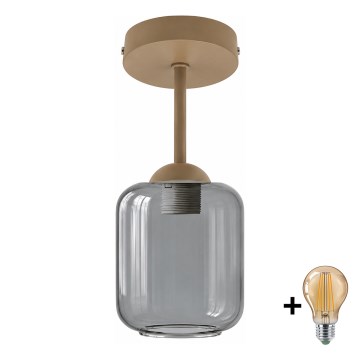 BRILAGI - LED felületre szerelhető csillár RETRO GLASS 1xE27/60W/230V átm. 14 cm bézs/füstszürke