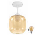 BRILAGI - LED felületre szerelhető csillár RETRO GLASS 1xE27/60W/230V átm. 14 cm fehér/füstös bézs