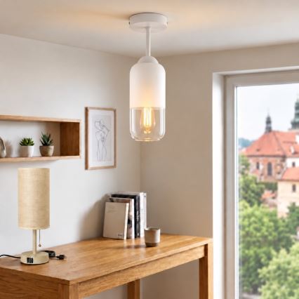 BRILAGI - LED felületre szerelhető csillár RETRO GLASS 1xE27/60W/230V átm. 14 cm fehér