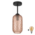 BRILAGI - LED felületre szerelhető csillár RETRO GLASS 1xE27/60W/230V átm. 14 cm fekete/füstös barna