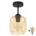 BRILAGI - LED Felületre szerelhető csillár RETRO GLASS 1xE27/60W/230V átm. 14 cm fekete/füstös bézs