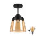 BRILAGI - LED Felületre szerelhető csillár RETRO GLASS 1xE27/60W/230V átm. 15,5 cm fekete/füstös bézs