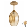 BRILAGI - LED felületre szerelhető csillár RETRO GLASS 1xE27/60W/230V átm. 17 cm bézs/füstös bézs