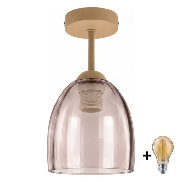 BRILAGI - LED felületre szerelhető csillár RETRO GLASS 1xE27/60W/230V átm. 17 cm bézs/füstös bézs