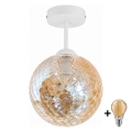 BRILAGI - LED felületre szerelhető csillár RETRO GLASS 1xE27/60W/230V átm. 17 cm fehér/füstszínű bézs