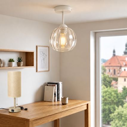 BRILAGI - LED felületre szerelhető csillár RETRO GLASS 1xE27/60W/230V átm. 18 cm fehér/átlátszó