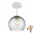 BRILAGI - LED Felületre szerelhető csillár RETRO GLASS 1xE27/60W/230V átm. 18 cm fehér/füstszürke