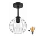 BRILAGI - LED felületre szerelhető csillár RETRO GLASS 1xE27/60W/230V átm. 18 cm fekete/átlátszó