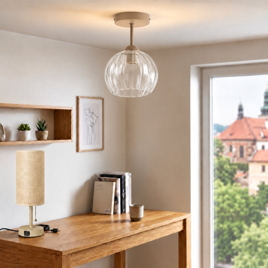 BRILAGI - LED felületre szerelhető csillár RETRO GLASS 1xE27/60W/230V átm. 25 cm bézs/átlátszó
