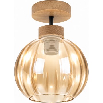 BRILAGI - LED Felületre szerelhető csillár RETRO GLASS 1xE27/60W/230V átmérő 18 cm tölgy/füstös bézs