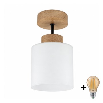 BRILAGI - LED felületre szerelhető csillár RETRO GLASS 1xE27/60W/230V Ø 10 cm tölgy/fehér