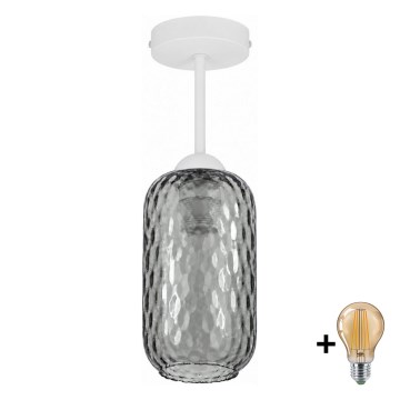 BRILAGI - LED felületre szerelhető csillár RETRO GLASS 1xE27/60W/230V Ø 14 cm fehér/füstszürke