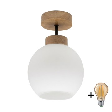 BRILAGI - LED felületre szerelhető csillár RETRO GLASS 1xE27/60W/230V Ø 15 cm tölgy/fehér