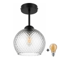BRILAGI - LED felületre szerelhető csillár RETRO GLASS 1xE27/60W/230V Ø 18 cm fekete/füstszürke