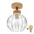 BRILAGI - LED Felületre szerelhető csillár RETRO GLASS 1xE27/60W/230V Ø 18 cm tölgy/átlátszó