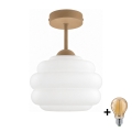BRILAGI - LED Felületre szerelhető csillár RETRO GLASS 1xE27/60W/230V Ø 20 cm bézs/fehér