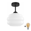 BRILAGI - LED felületre szerelhető csillár RETRO GLASS 1xE27/60W/230V Ø 20 cm fekete/fehér