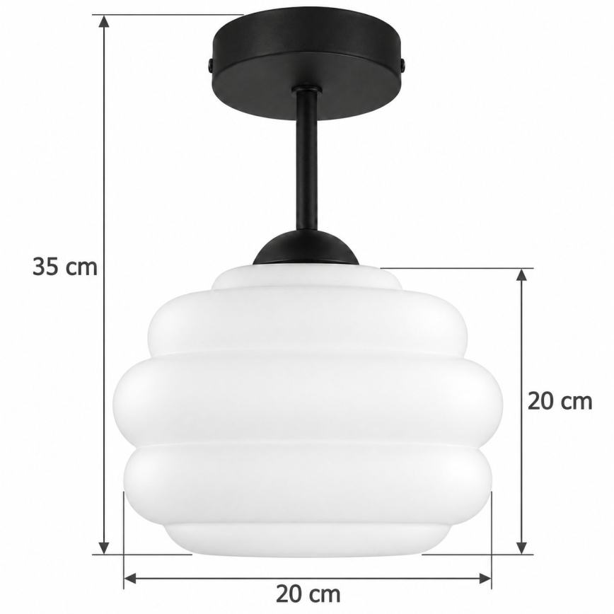 BRILAGI - LED felületre szerelhető csillár RETRO GLASS 1xE27/60W/230V Ø 20 cm fekete/fehér