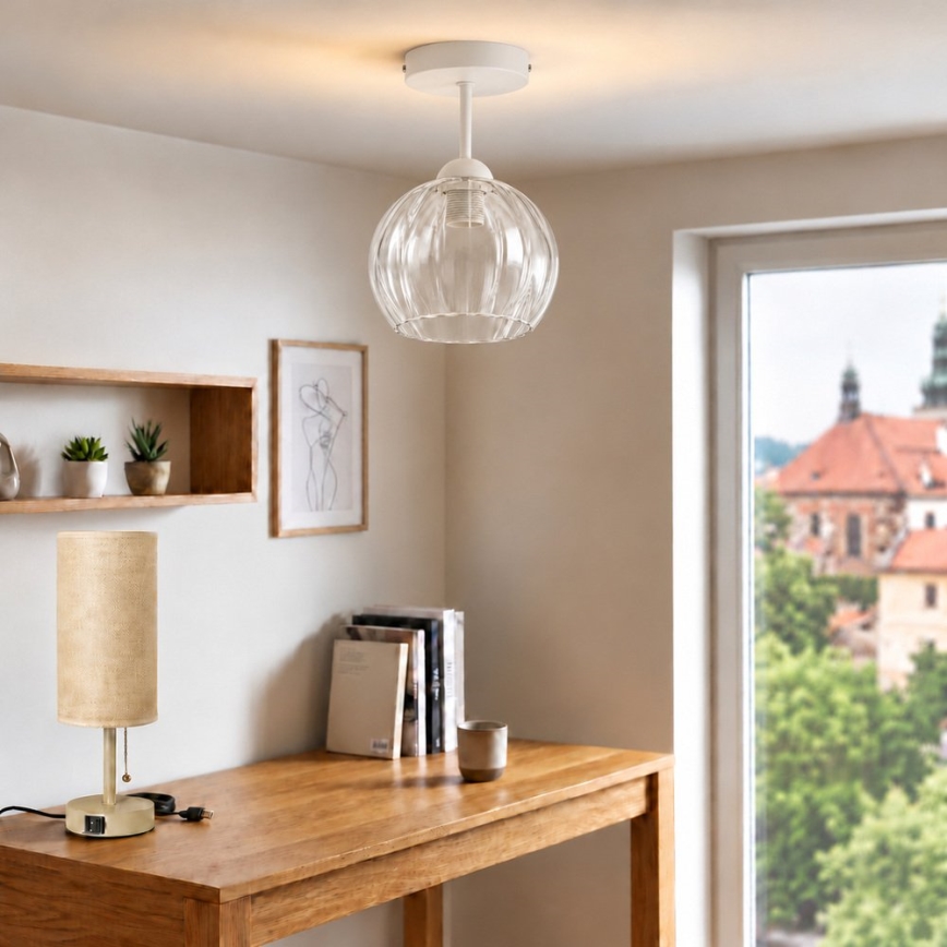 BRILAGI - LED felületre szerelhető csillár RETRO GLASS 1xE27/60W/230V Ø 25 cm fehér/átlátszó