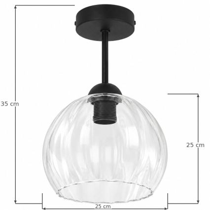 BRILAGI - LED felületre szerelhető csillár RETRO GLASS 1xE27/60W/230V Ø 25 cm fekete/átlátszó