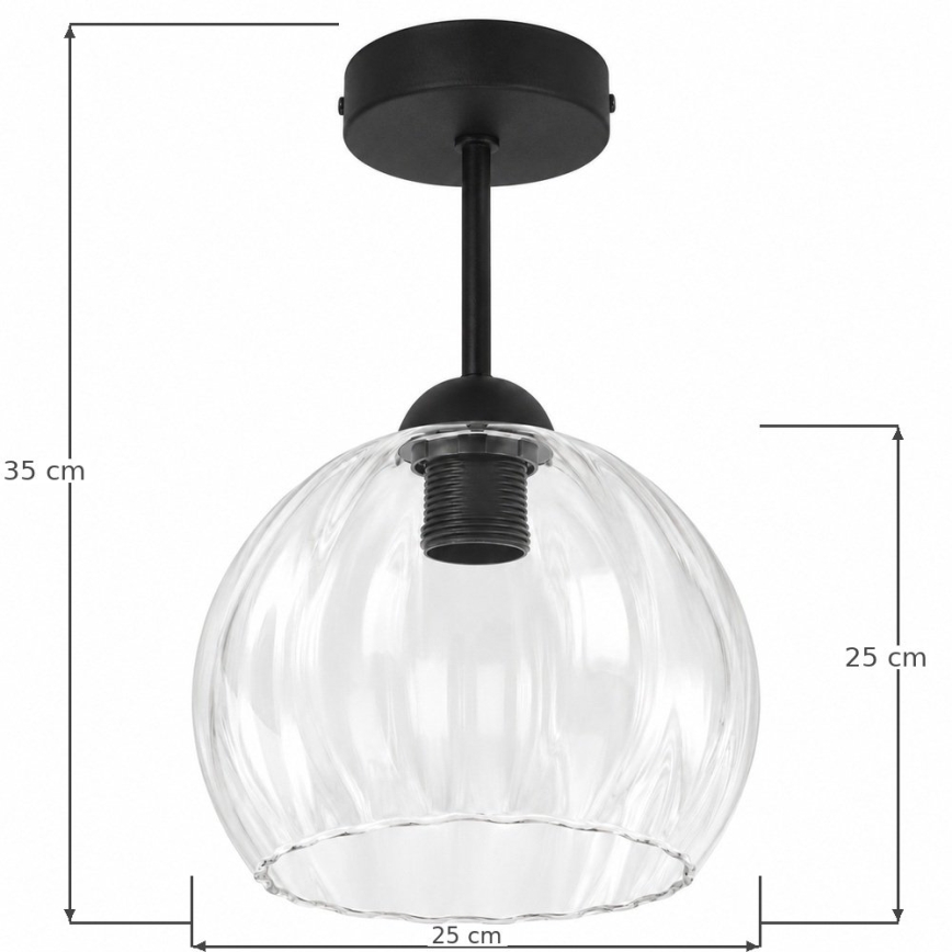 BRILAGI - LED felületre szerelhető csillár RETRO GLASS 1xE27/60W/230V Ø 25 cm fekete/átlátszó
