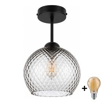 BRILAGI - LED felületre szerelhető csillár RETRO GLASS 1xE27/60W/230V Ø 25 cm fekete/füstszürke