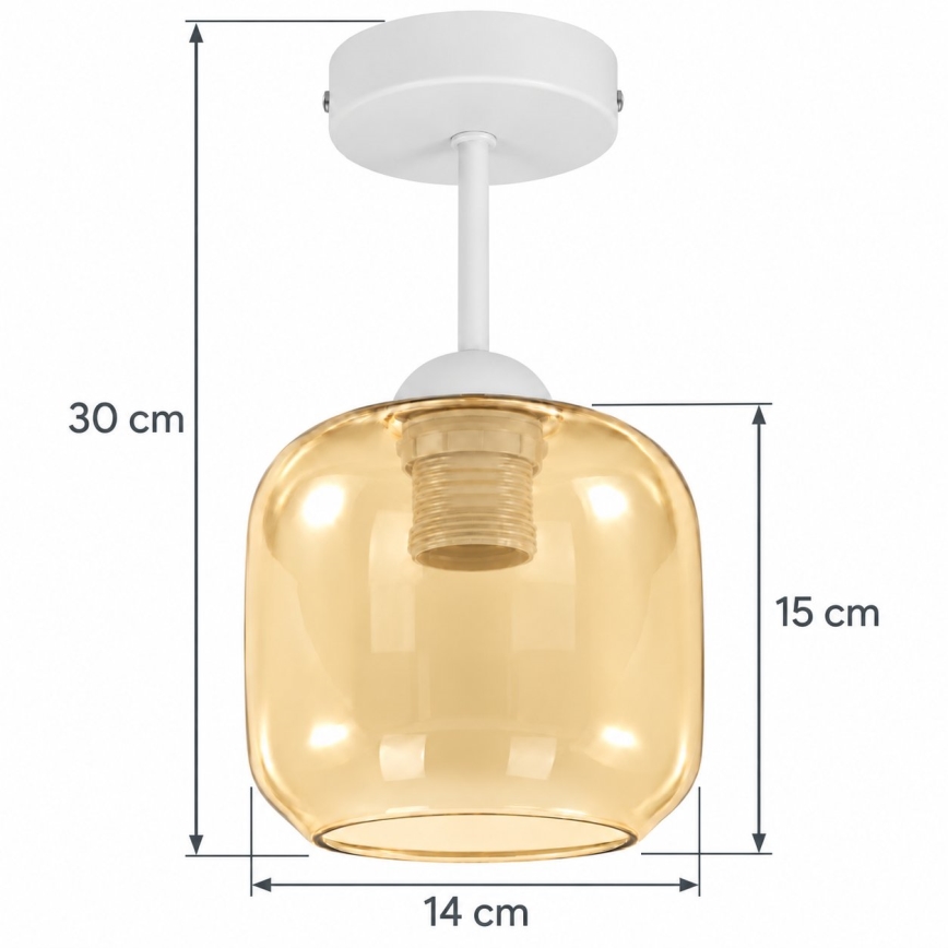 BRILAGI - LED felületre szerelhető csillár RETRO GLASS 1xE27/60W/230V átm. 14 cm fehér/füstös bézs