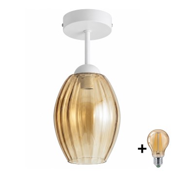 BRILAGI - LED felületre szerelhető mennyezeti lámpa RETRO GLASS 1xE27/60W/230V átmérő 17 cm fehér/füstös bézs
