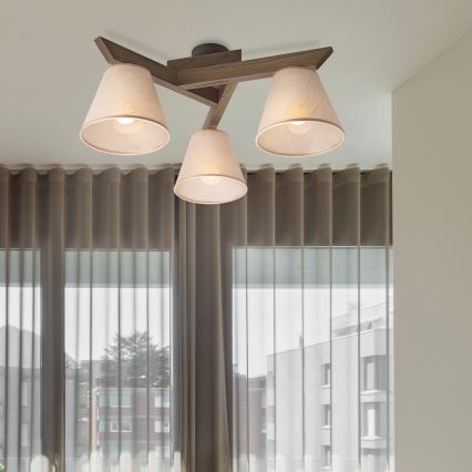 Brilagi - LED Plafonra szerelhető csillár ANTHONY 3xE14/40W/230V tölgy/dió/bézs