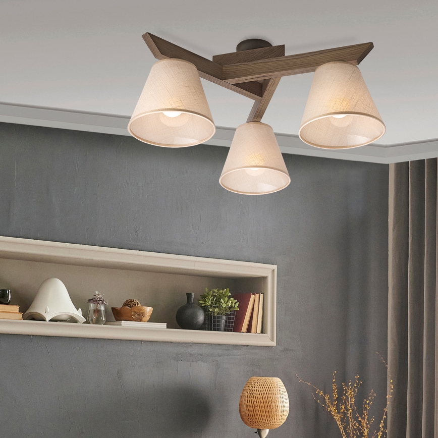 Brilagi - LED Plafonra szerelhető csillár ANTHONY 3xE14/40W/230V tölgy/dió/bézs