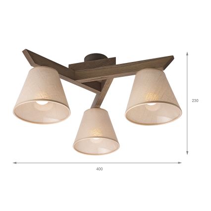 Brilagi - LED Plafonra szerelhető csillár ANTHONY 3xE14/40W/230V tölgy/dió/bézs