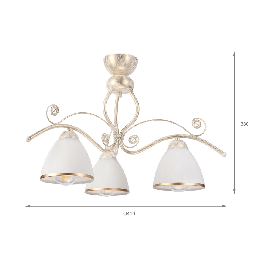 Brilagi - LED felületre szerelt csillár ANTICO 3xE27/60W/230V, fehér patinás