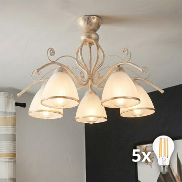 Brilagi - LED felületre szerelt csillár ANTICO 5xE27/60W/230V 3000K fehér patina