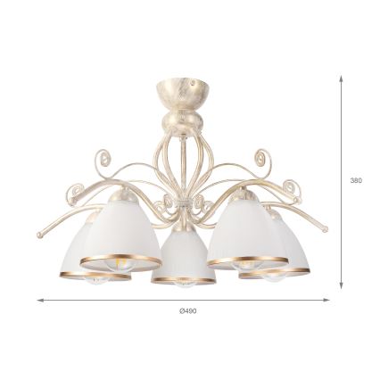 Brilagi - LED felületre szerelt csillár ANTICO 5xE27/60W/230V 3000K fehér patina