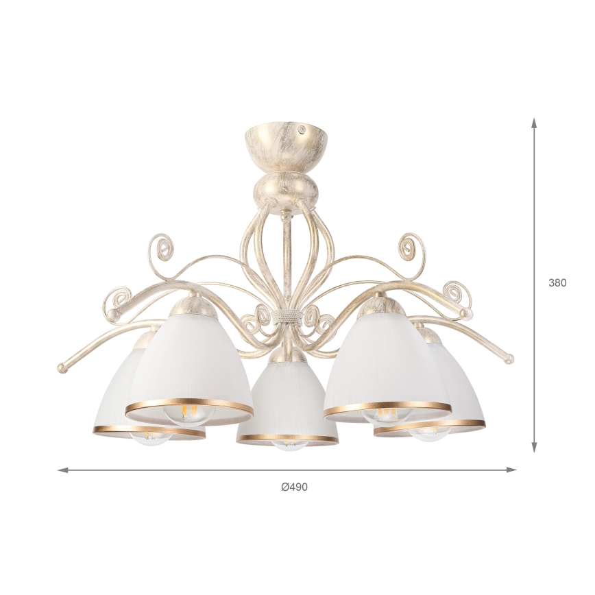 Brilagi - LED felületre szerelt csillár ANTICO 5xE27/60W/230V 3000K fehér patina
