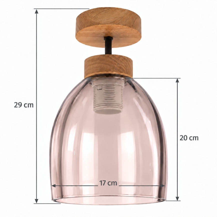 BRILAGI - LED felületre szerelhető csillár RETRO GLASS 1xE27/60W/230V átm. 17 cm tölgy/füstös bézs