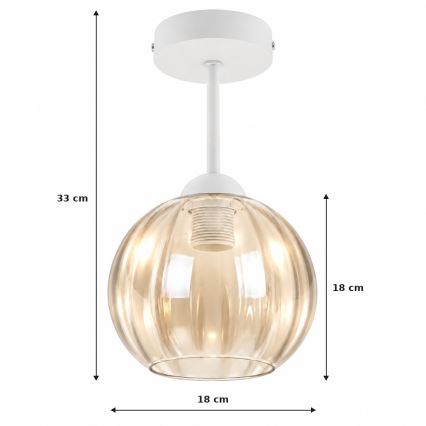 BRILAGI - LED Felületre szerelhető csillár RETRO GLASS 1xE27/60W/230V átm. 18 cm fehér/füstös bézs