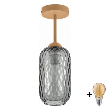 BRILAGI - LED felületre szerelt csillár RETRO GLASS 1xE27/60W/230V átm. 14 cm bézs/füstszürke