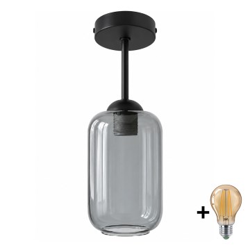BRILAGI - LED felületre szerelt csillár RETRO GLASS 1xE27/60W/230V átm. 14 cm fekete/füstszürke