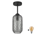 BRILAGI - LED Felületre szerelt csillár RETRO GLASS 1xE27/60W/230V átm. 14 cm fekete/füstszürke